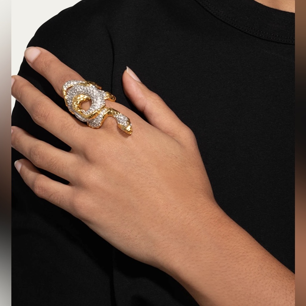 ALEXIS BITTAR Serpent Crystal Pave Ring 14k gold plated